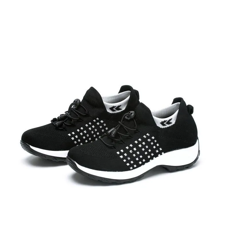 Women's summer mesh breathable elastic lace-up socks sneakers