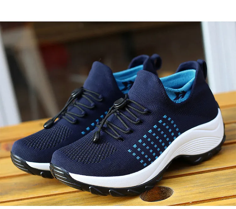 Women's summer mesh breathable elastic lace-up socks sneakers