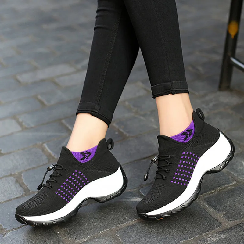 Women's summer mesh breathable elastic lace-up socks sneakers