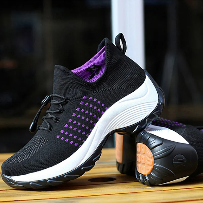 Women's summer mesh breathable elastic lace-up socks sneakers