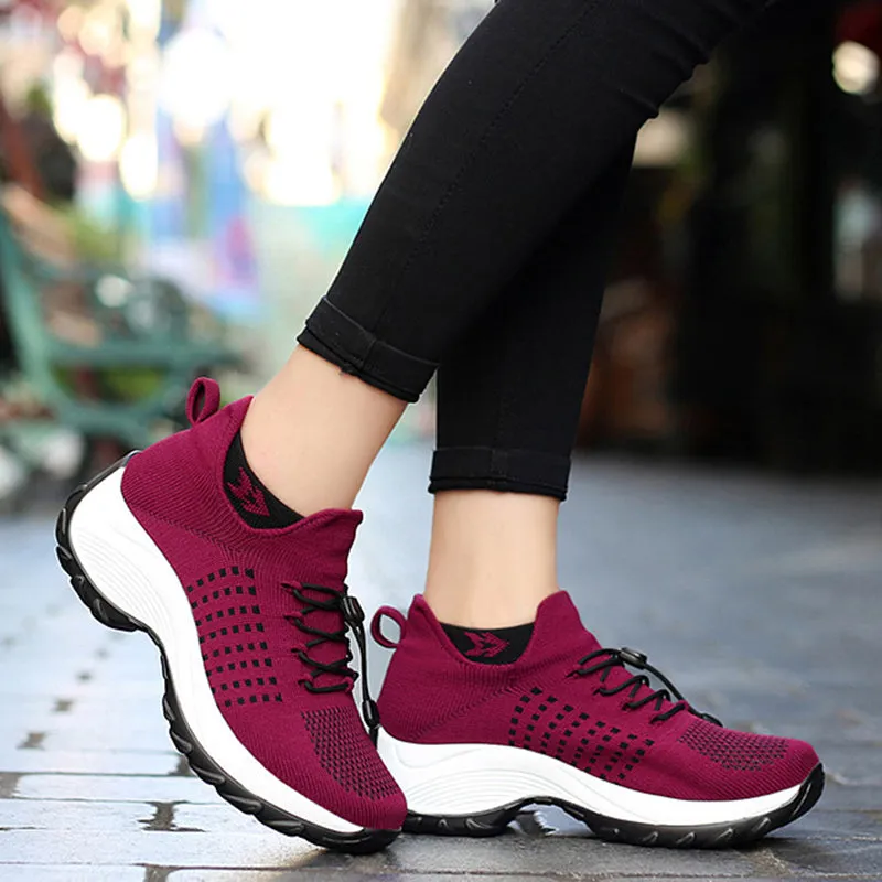 Women's summer mesh breathable elastic lace-up socks sneakers