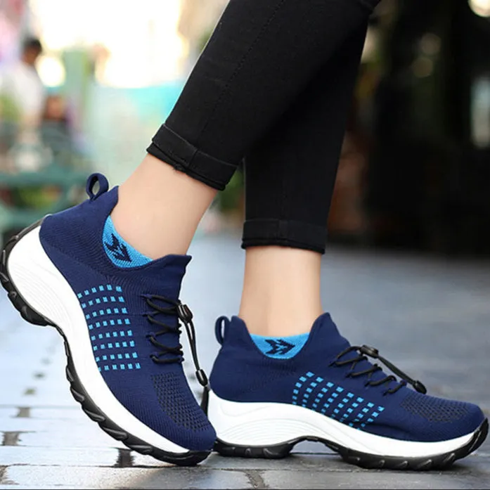 Women's summer mesh breathable elastic lace-up socks sneakers