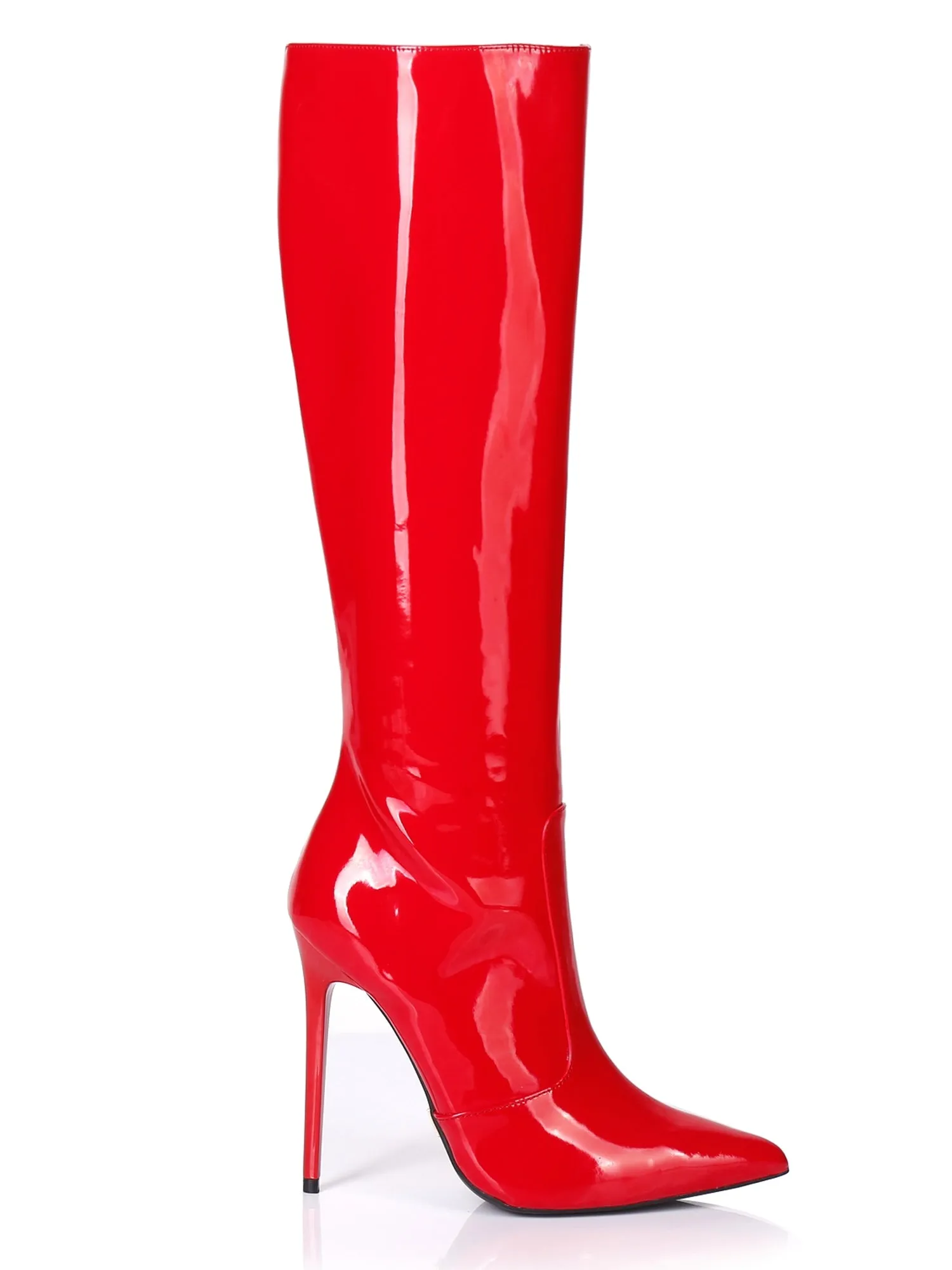 Zira Shiny Red Knee High Boots
